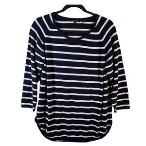 Jeanne Pierre Women's Size XL Striped 3/4‎ Sleeve Round Neck Knit Top